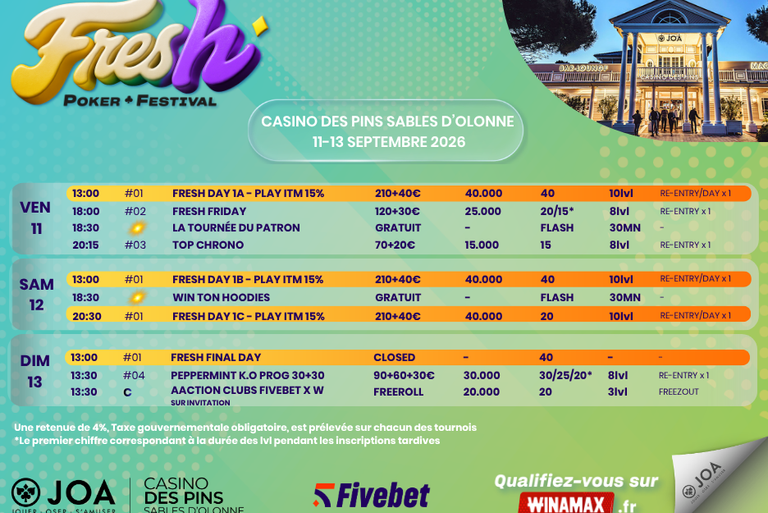 Fresh poker festival - Les Pins programme sept26
