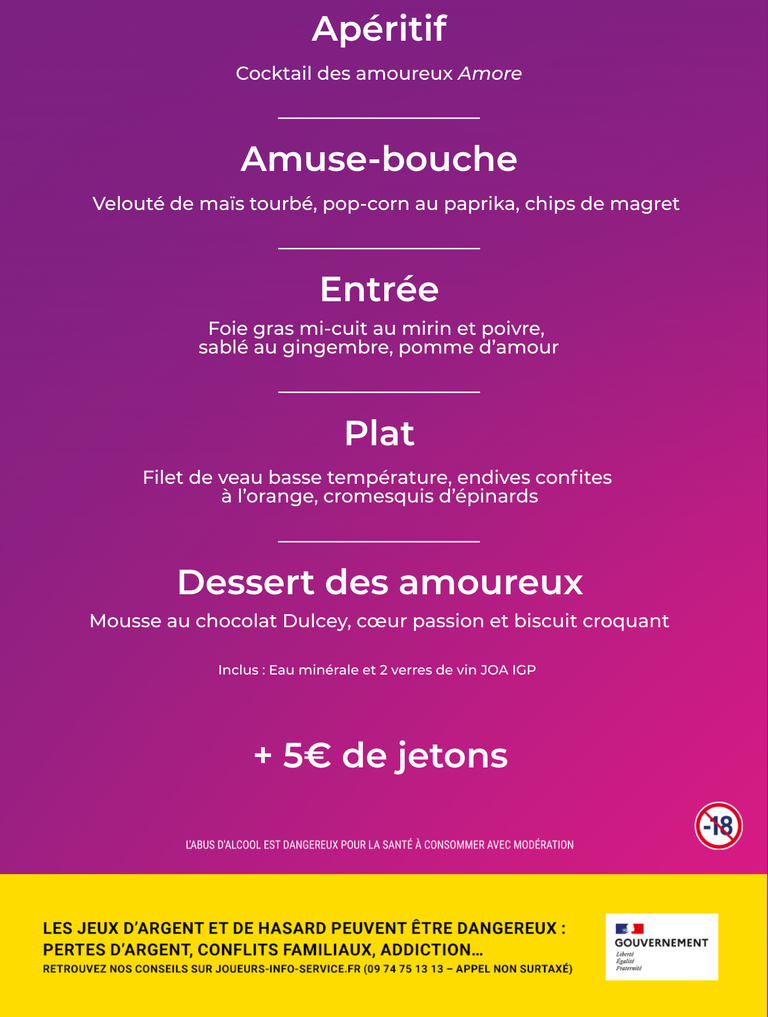 Menu St Valentin MLB