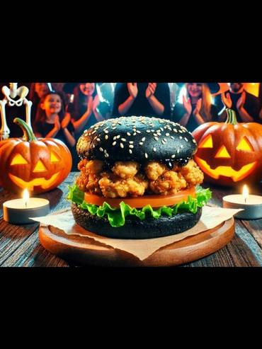 black burger chicken