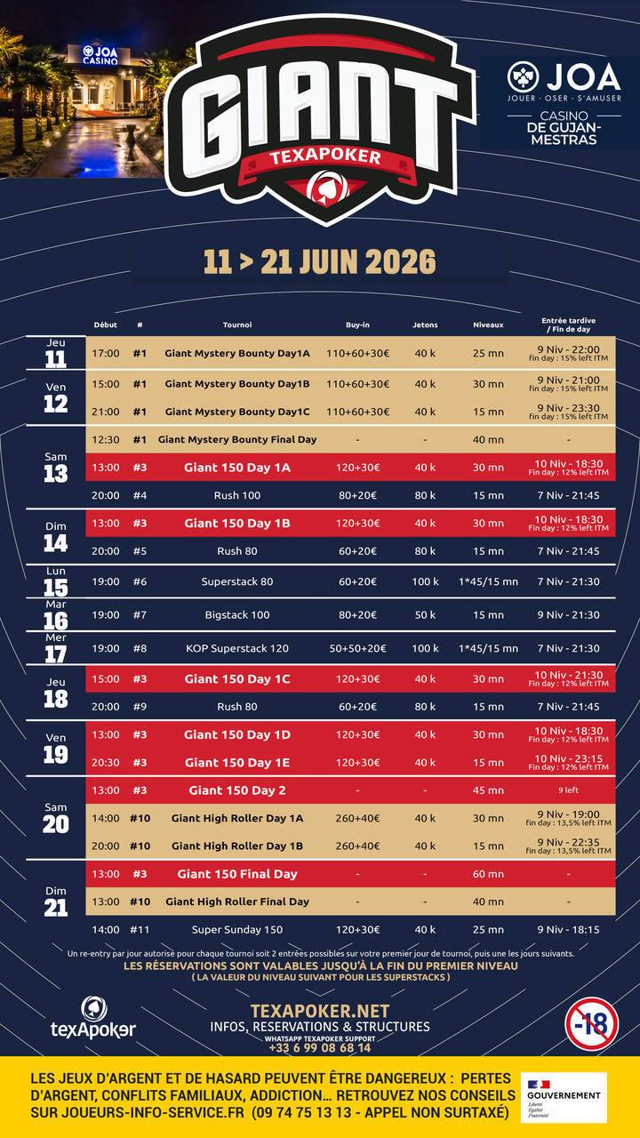 guj texapoker giant 11-21 juin 2026