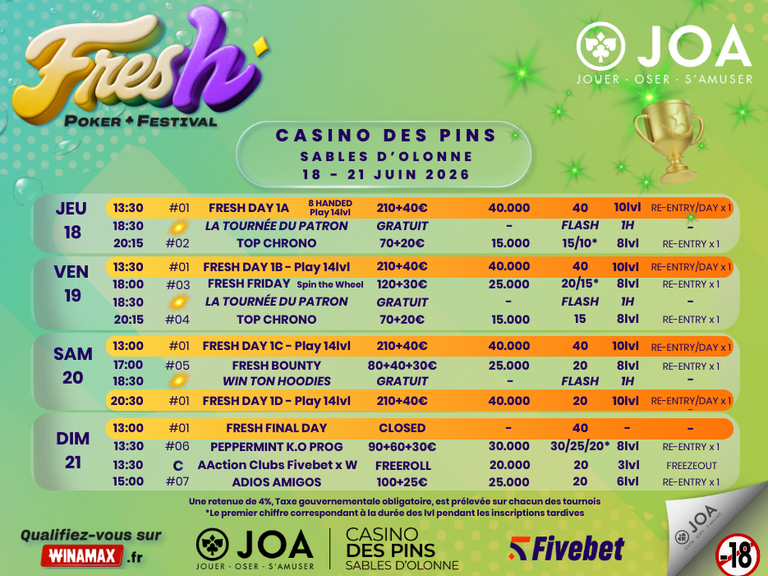 PINS fresh poker festival juin programme